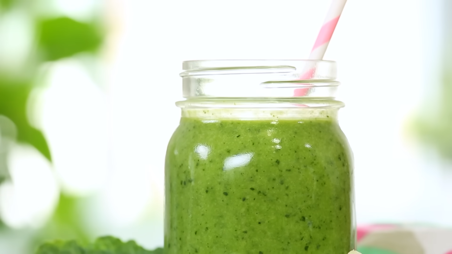 A Vibrant Green Smoothie in A Clear Glass