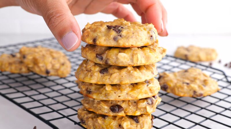 Close-Up Image of Freshly Baked Oatmeal Protein Cookies