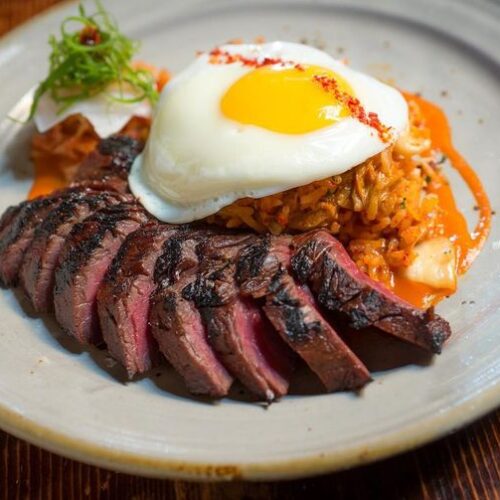 Steak with Kimchi-Fried Rice and Egg