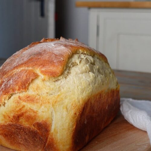 Cottage cheese bread on a table, close up