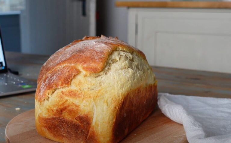 Cottage cheese bread on a table, close up