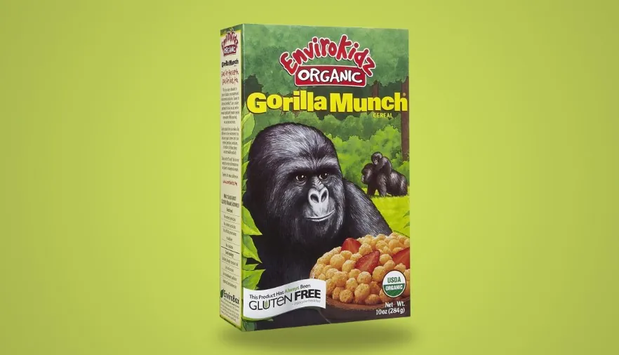 Gorilla Munch Corn Puffs cereal box