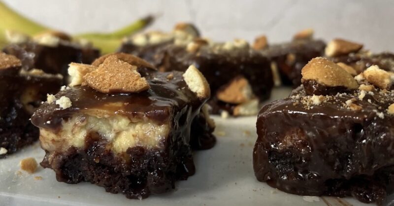 Close up of chocolate banana brownies