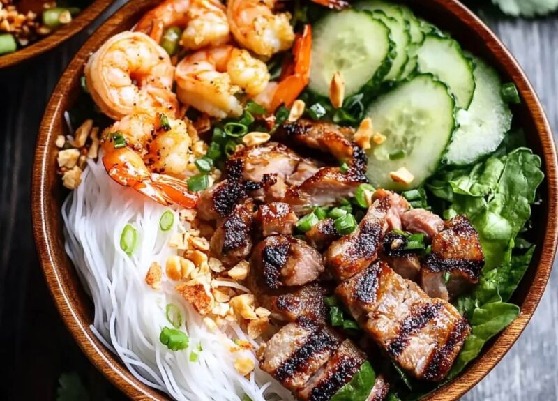 Vermicelli Bowls with Grilled Shrimp and Pork